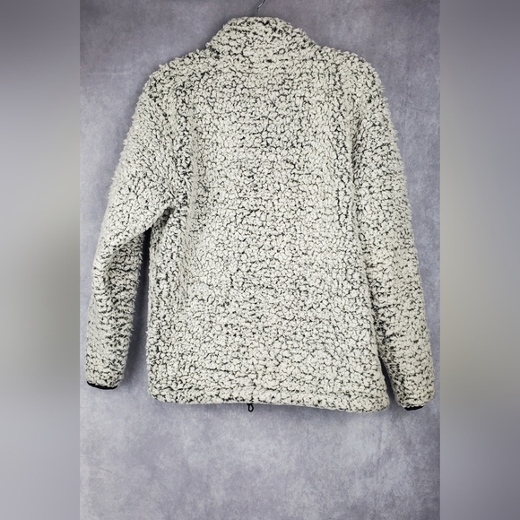 PINK‎ fuzzy Fluffy quarter zip Pullover Teddy Grey Women's Sweater Size M - Picture 2 of 10